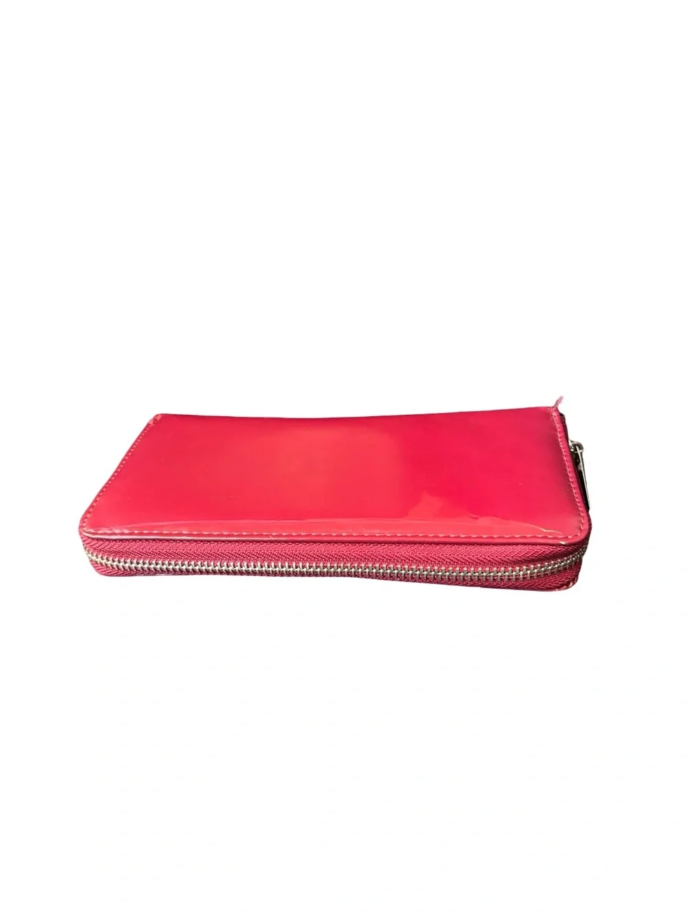 Women's Patent Zip Wallet - Hot Pink